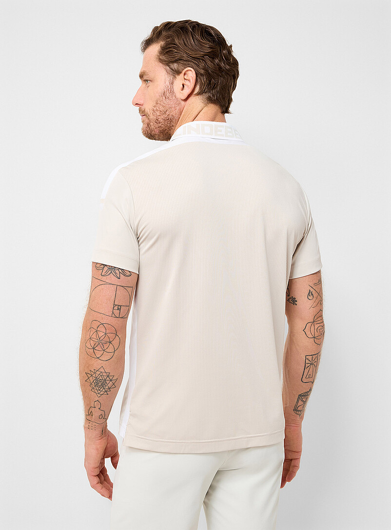 Micro-perforated-back white and beige golf polo product image 3