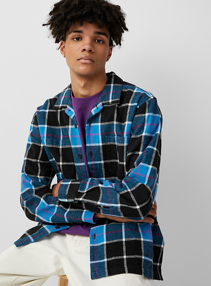 Obey Black Sully flannel overshirt for men