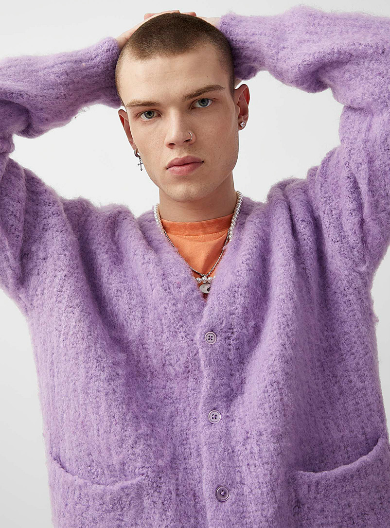 Obey Lilacs Lilac fuzzy cardigan for men