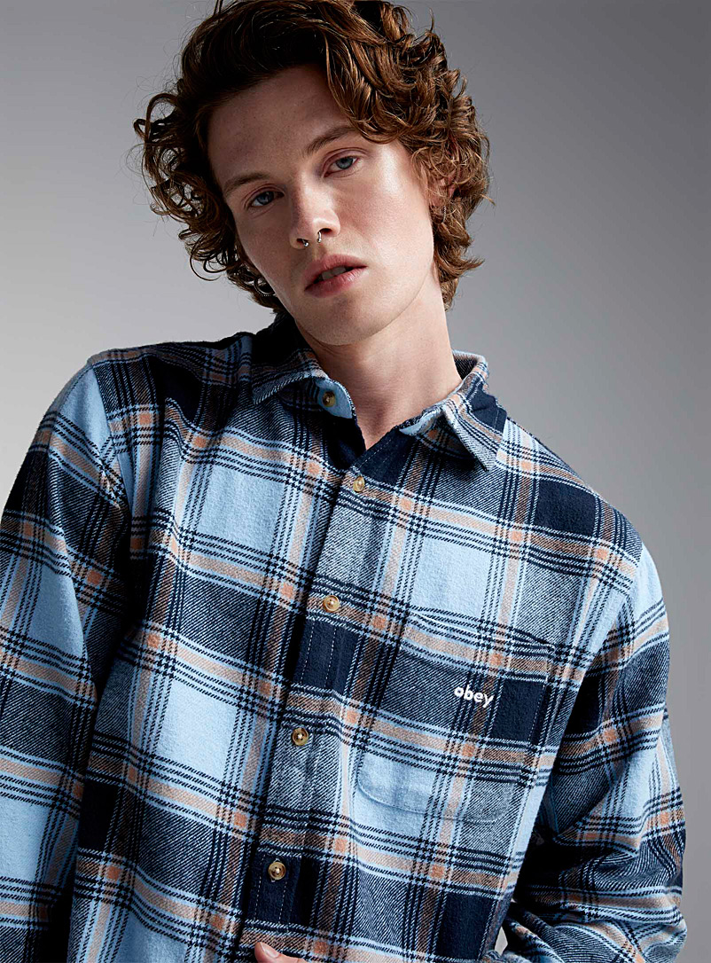 Obey Baby Blue Alex check shirt for men
