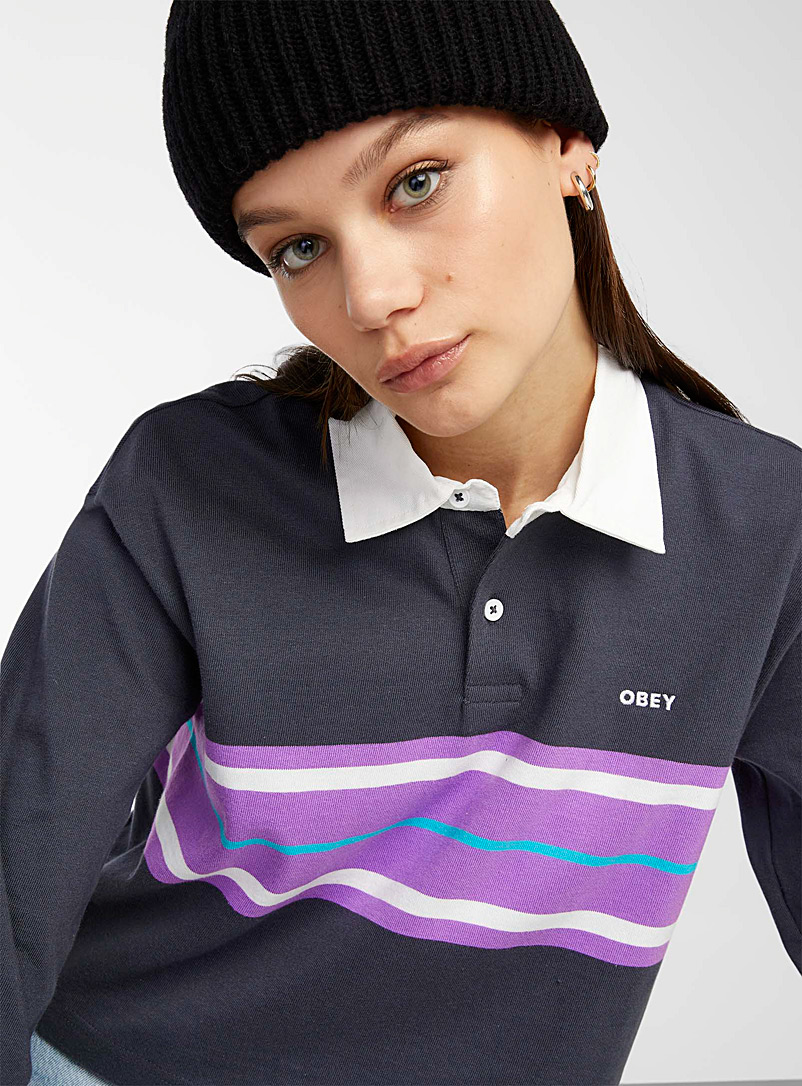 Obey Marine Blue Wide-striped polo for women