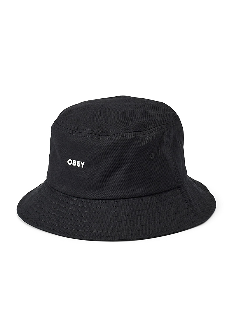 Obey Black Embroidered logo twill bucket hat for men