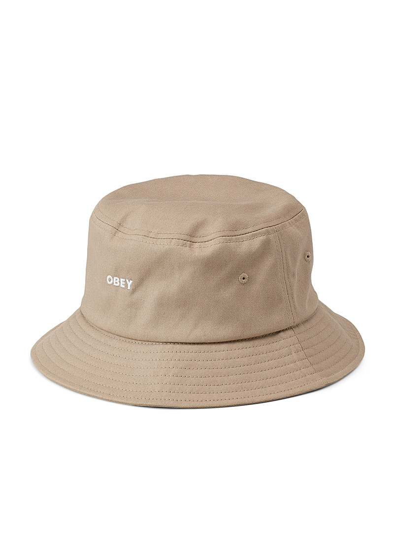 Obey Khaki Embroidered logo twill bucket hat for men