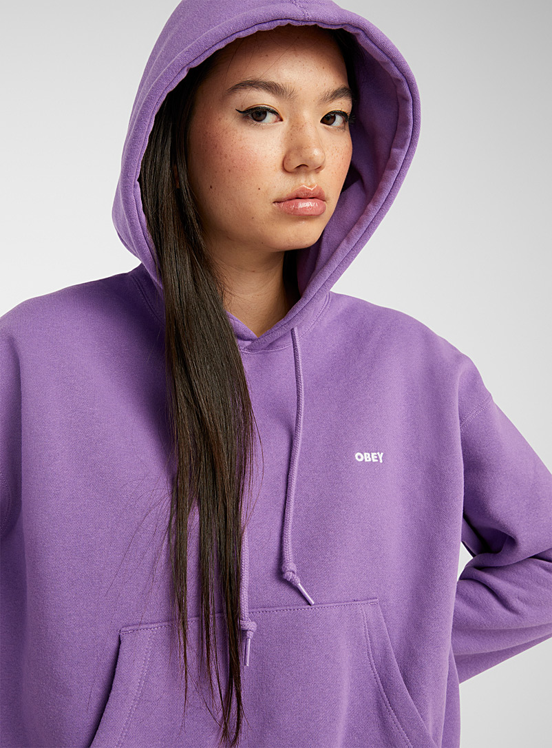 Obey Mauve Ultra-cropped logo hoodie for women