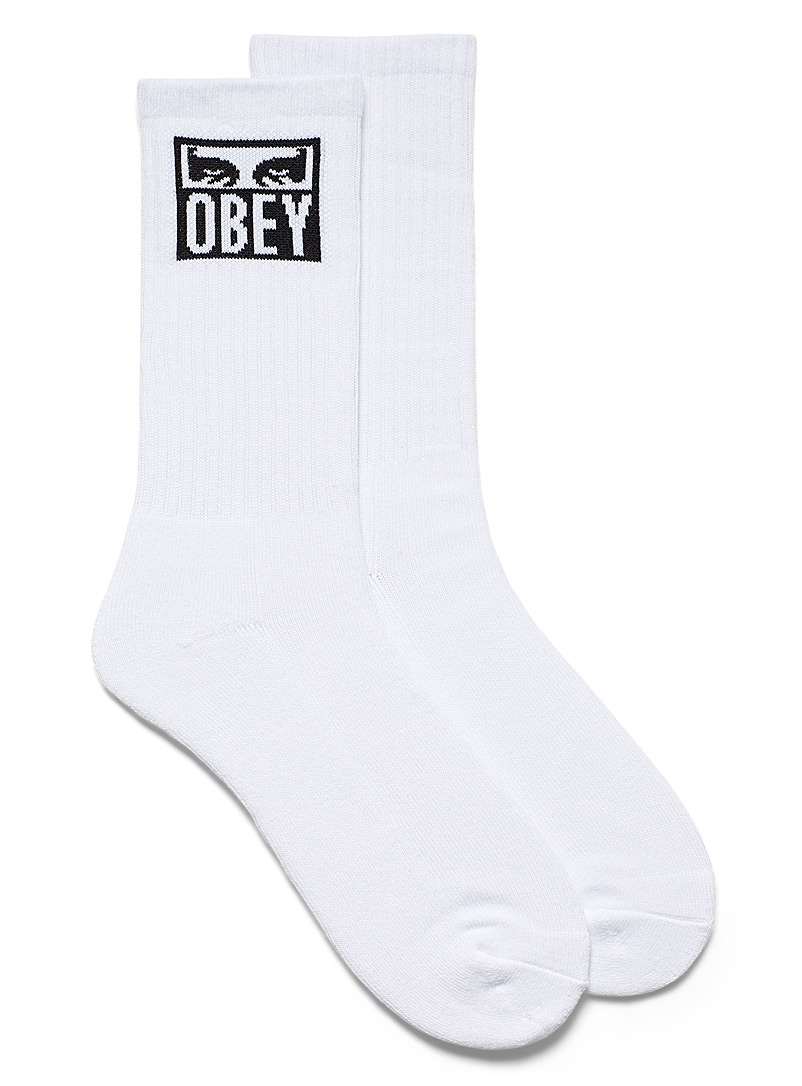 Obey White The Creeper ribbed socks for men