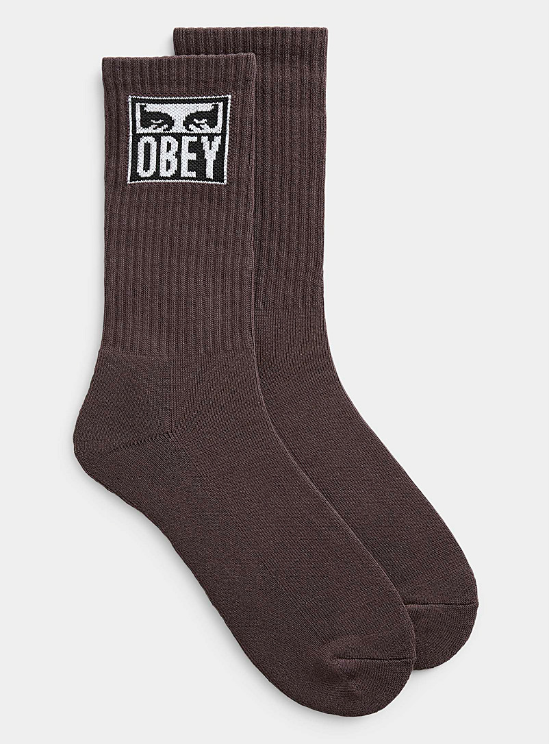 Obey Brown The Creeper ribbed socks for men