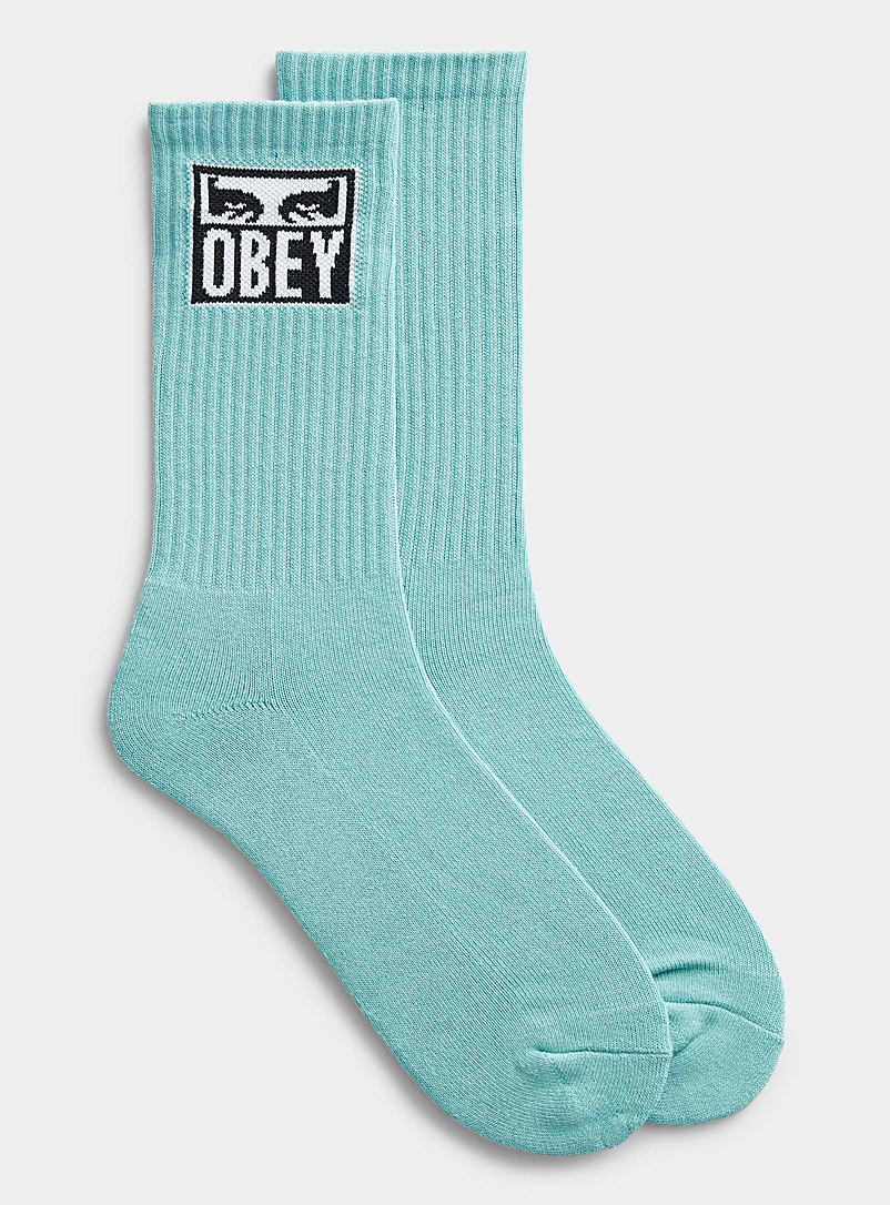 Obey Teal The Creeper ribbed socks for men