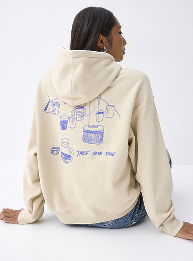 Obey Off White Coffee print hoodie for women