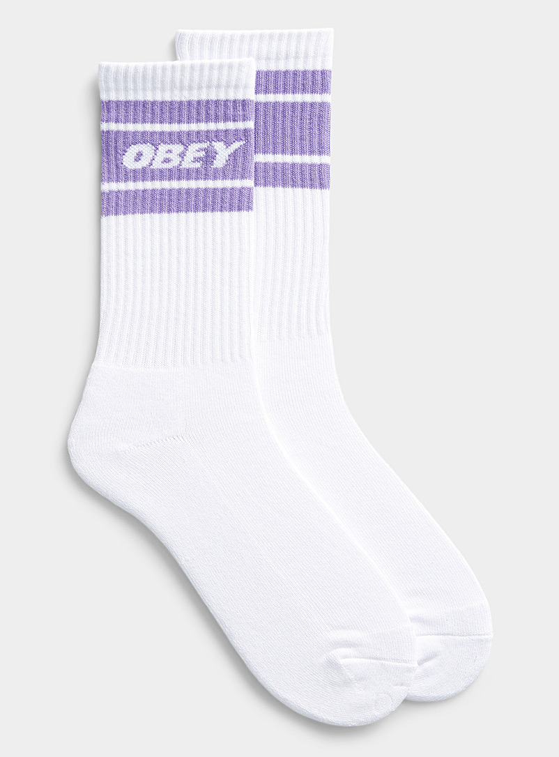 Obey Lilacs Retro logo-block ribbed socks for men