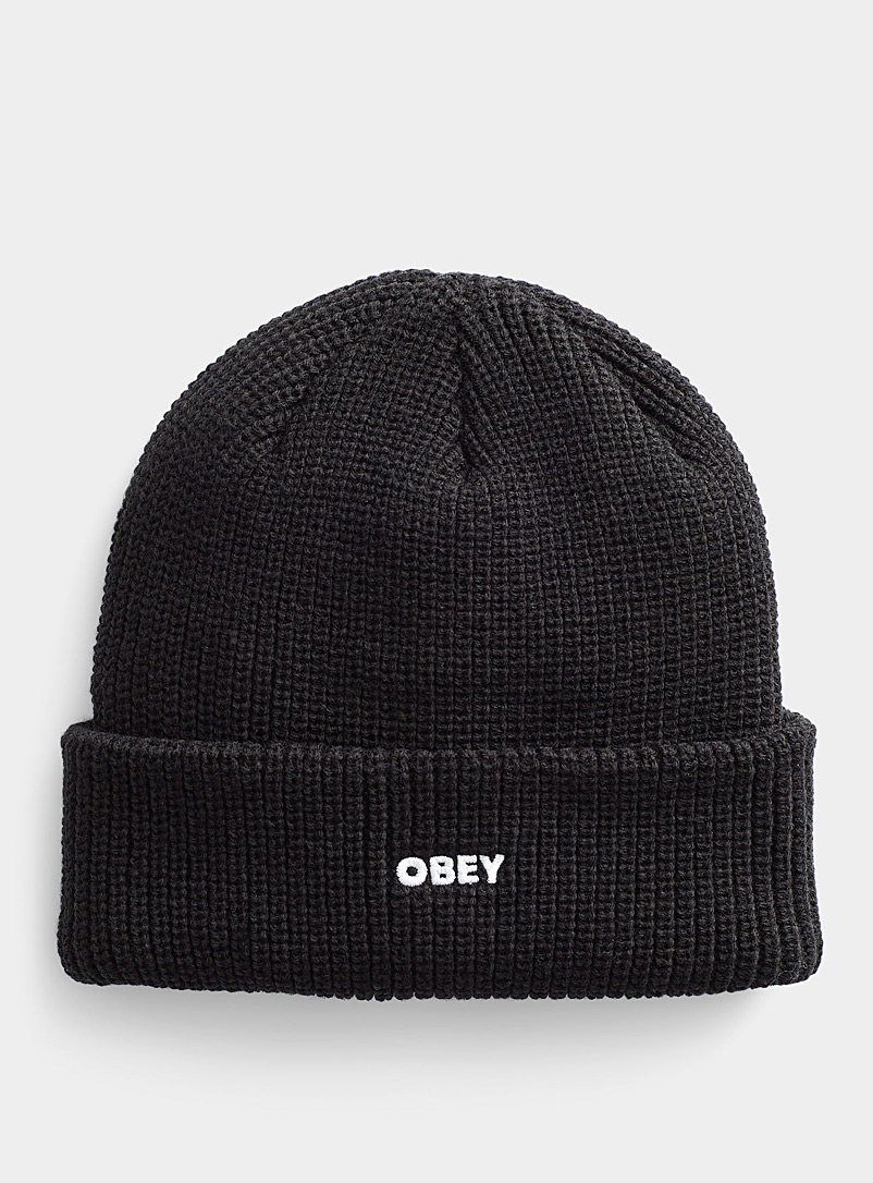 Obey Black Future ribbed tuque for men