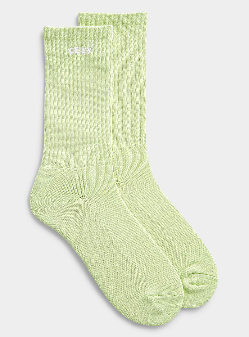 Obey Mossy Green Bold ribbed socks for men