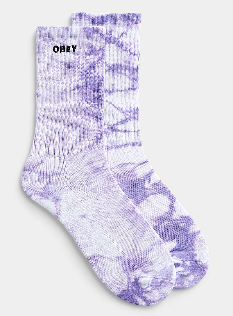 Obey: La chaussette côtelée Bold tie-dye Lilas pour homme