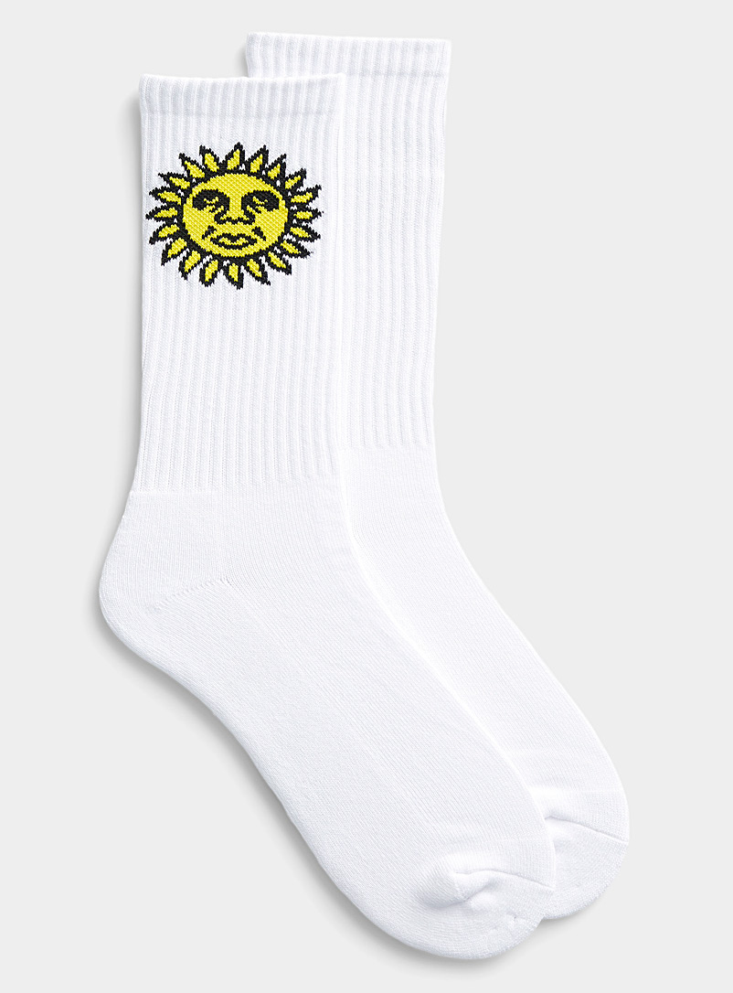Obey White Sunshine ribbed socks for men