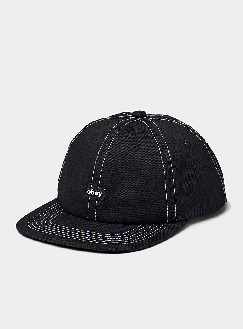 Obey: La casquette surpiquée petit logo Noir pour homme
