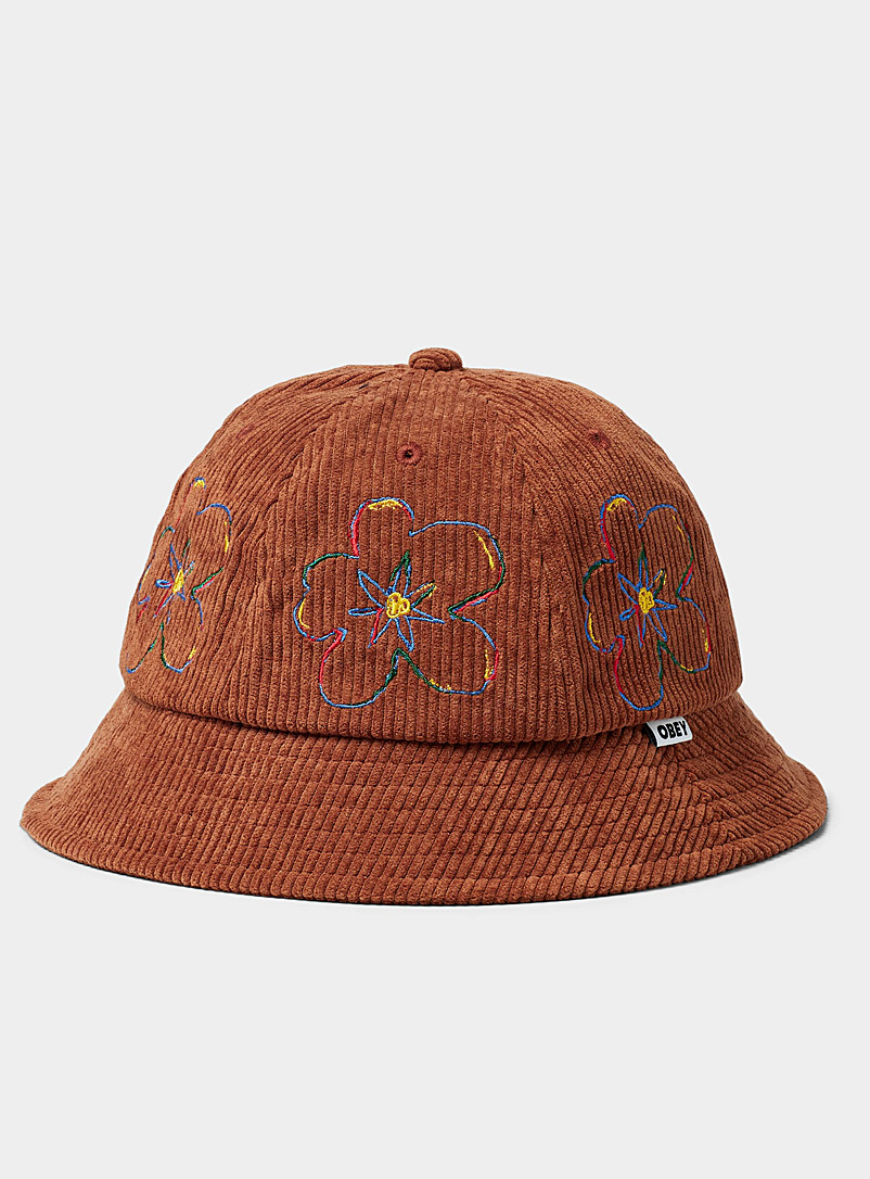 Obey Brown Nova corduroy bucket hat for men