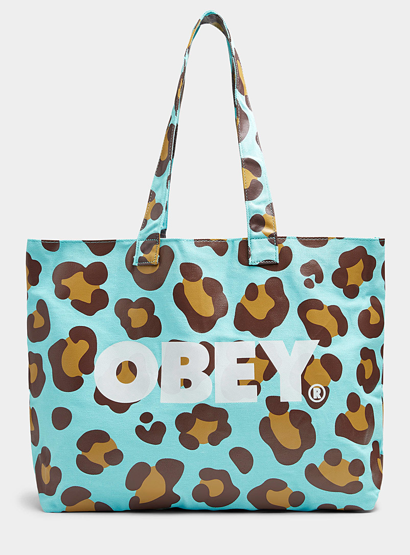 Obey: Le sac fourre-tout léopard bleu Bleu à motifs pour homme