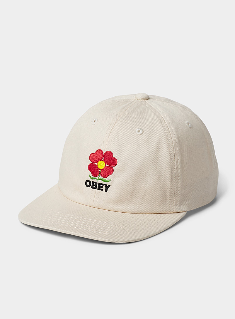 Obey Ivory White Floral love baseball cap for women