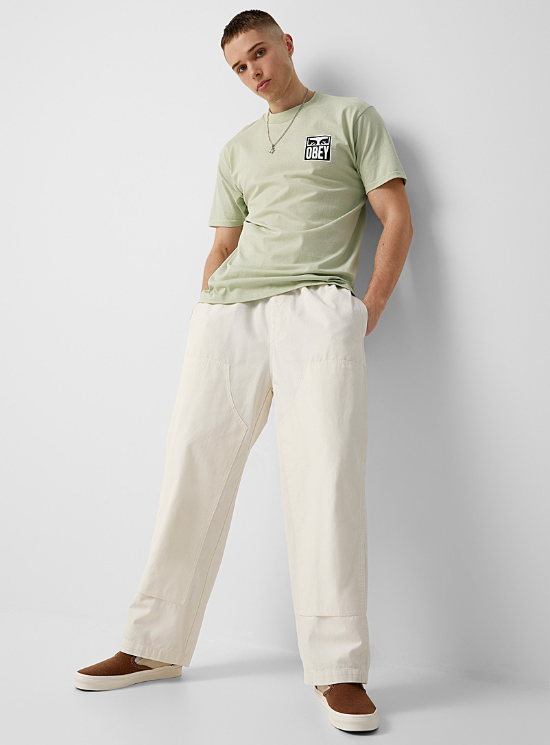 Obey Cream Beige Big Easy canvas pant Relaxed fit for men