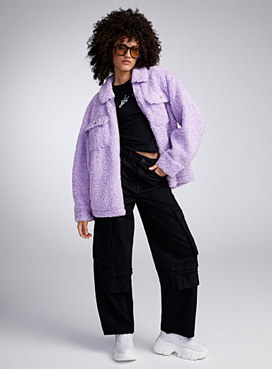 Obey Lilacs Lilac soft sherpa fleece jacket for women