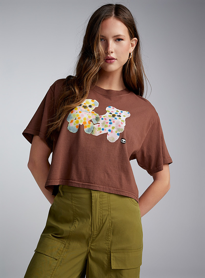 Obey Medium Brown Small bears cropped T-shirt for women
