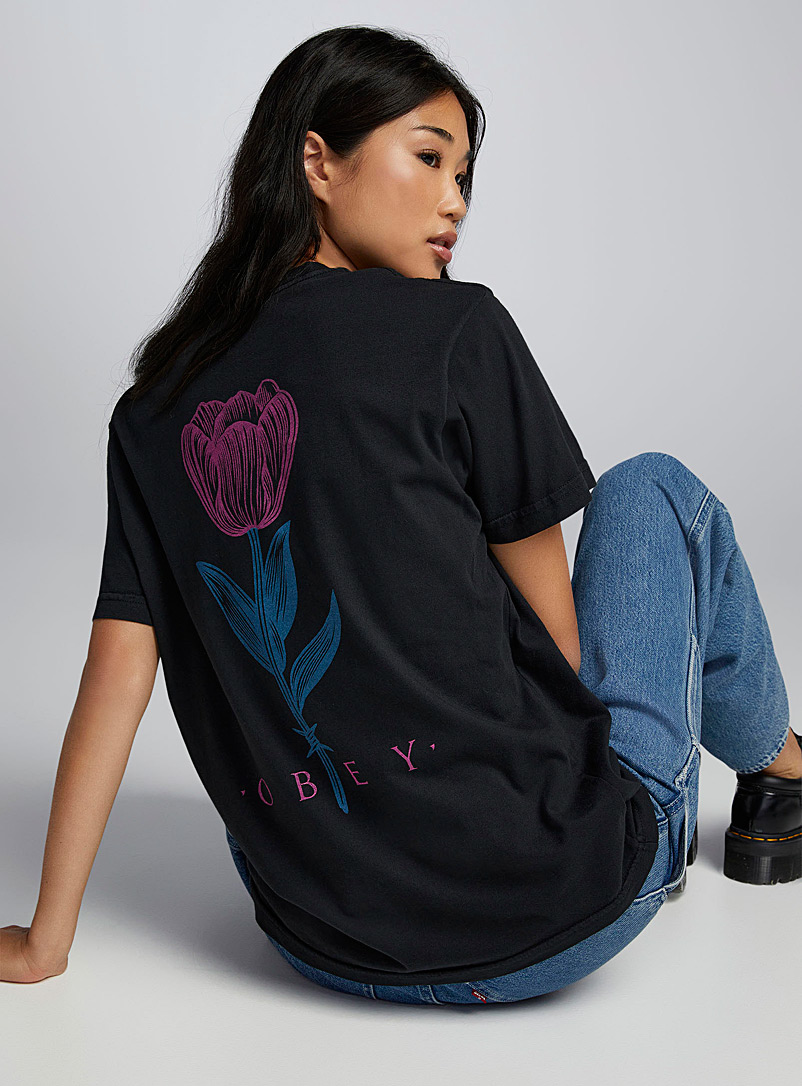 Obey Black Tulip loose tee for women