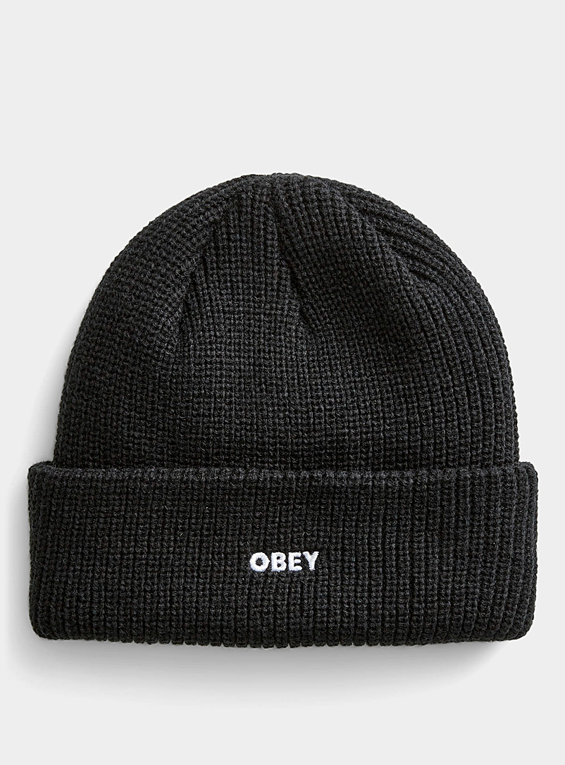 Obey Black Future ribbed cuff tuque for men