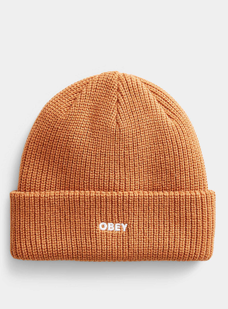Obey Brown Future ribbed cuff tuque for men