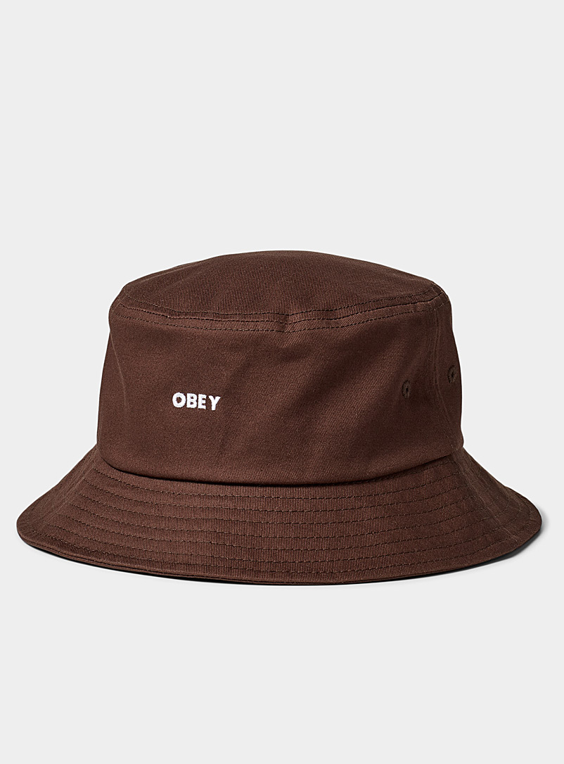 Obey Brown Embroidered logo twill bucket hat for men