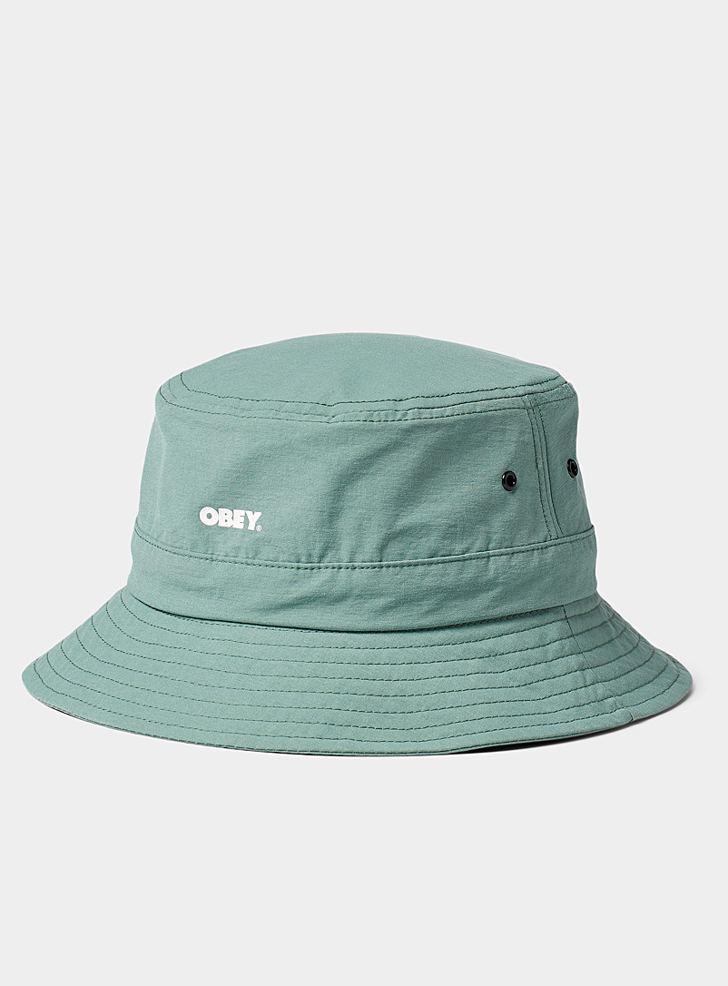 Obey Lime Green Logo utility bucket hat for men
