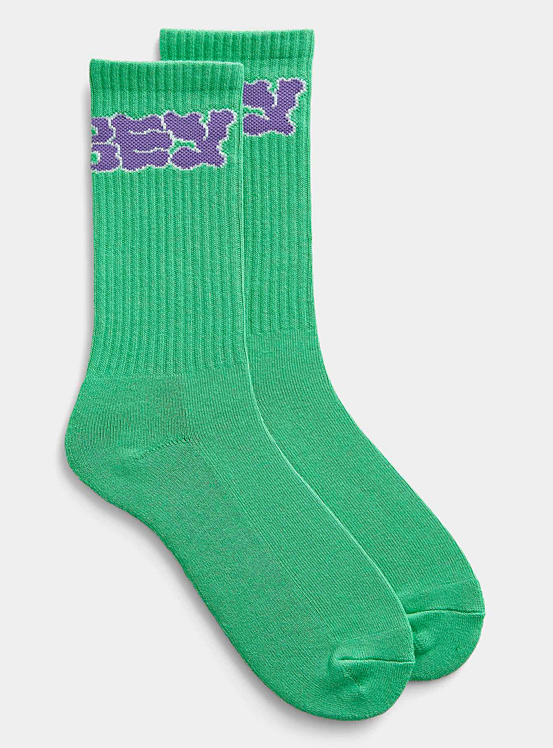 Obey: La chaussette côtelée logo ondulé Vert vif-irlandais-émerau pour homme