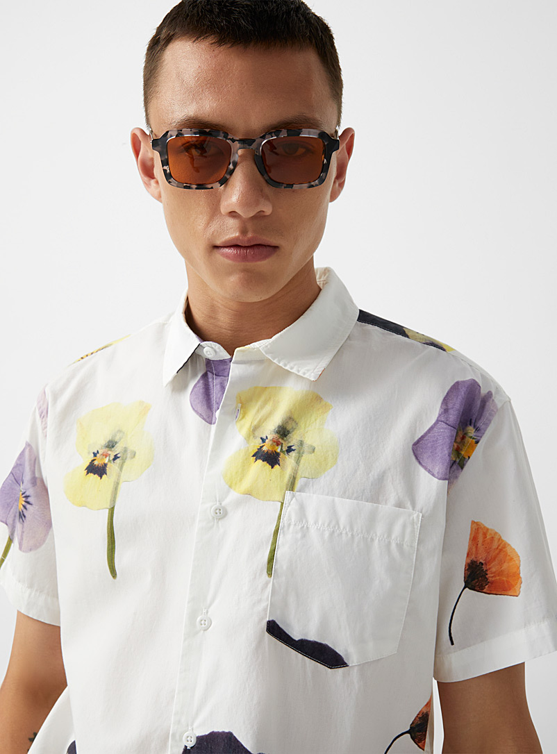 Obey White Viola tricolor shirt for men