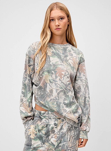 Camo print waffled T-shirt