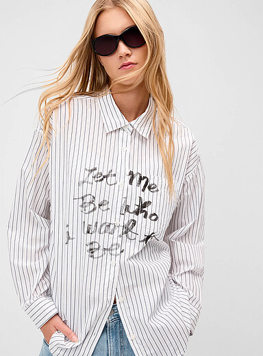 Obey Patterned White Carlotta loose shirt for women