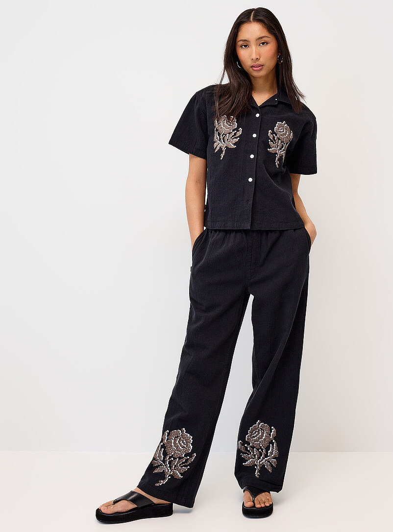 Obey: La chemise roses contrastes Noir pour femme