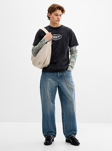 Le jean classique bleu vintage <b>Coupe baggy</b>