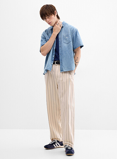 Striped Foster pleated pant <b>Baggy fit</b>