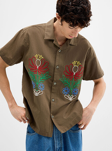 Perry royal embroidery camp shirt