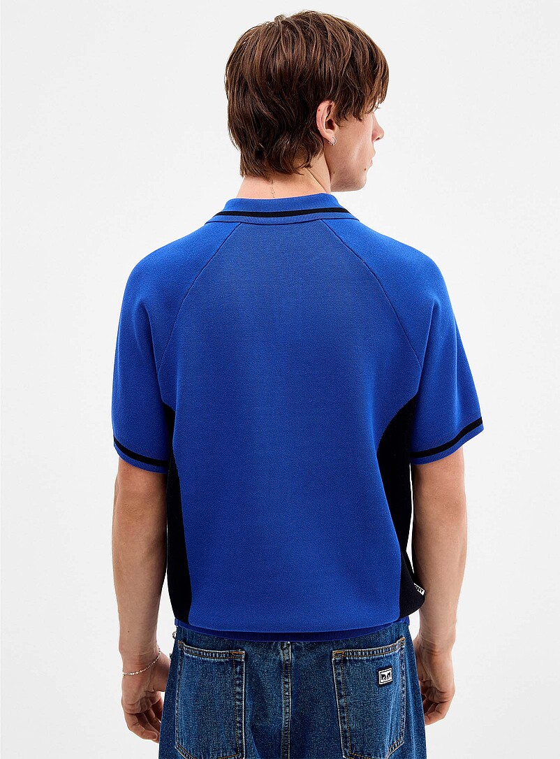 Obey: Le polo raglan sport en tricot Bleu pour homme