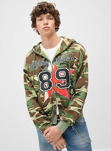 Obey: Le kangourou zipp&eacute; <i>varsity</i> camo Vert pour homme