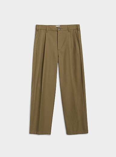 Obey: Le pantalon &agrave; plis twill souple Dean <b>Coupe ample droite</b> Vert pour homme