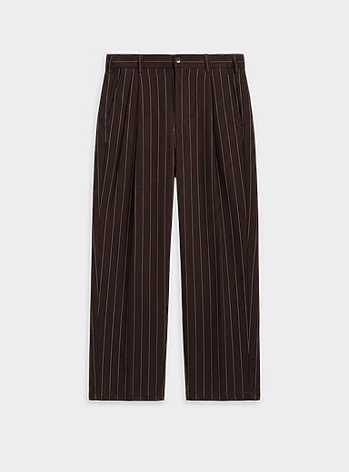 Le pantalon &agrave; plis rayures banquier Dean <b>Coupe ample droite</b>