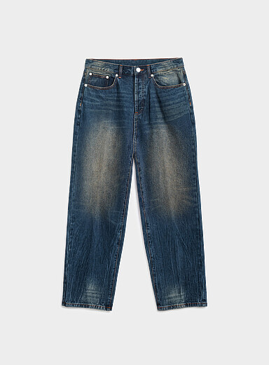 Obey: Le jean classique indigo effet sali <b>Coupe baggy</b> Bleu pour homme