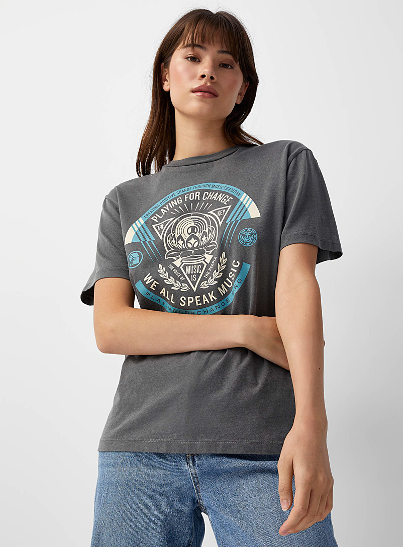 Obey Charcoal Playing For Change T-shirt for women