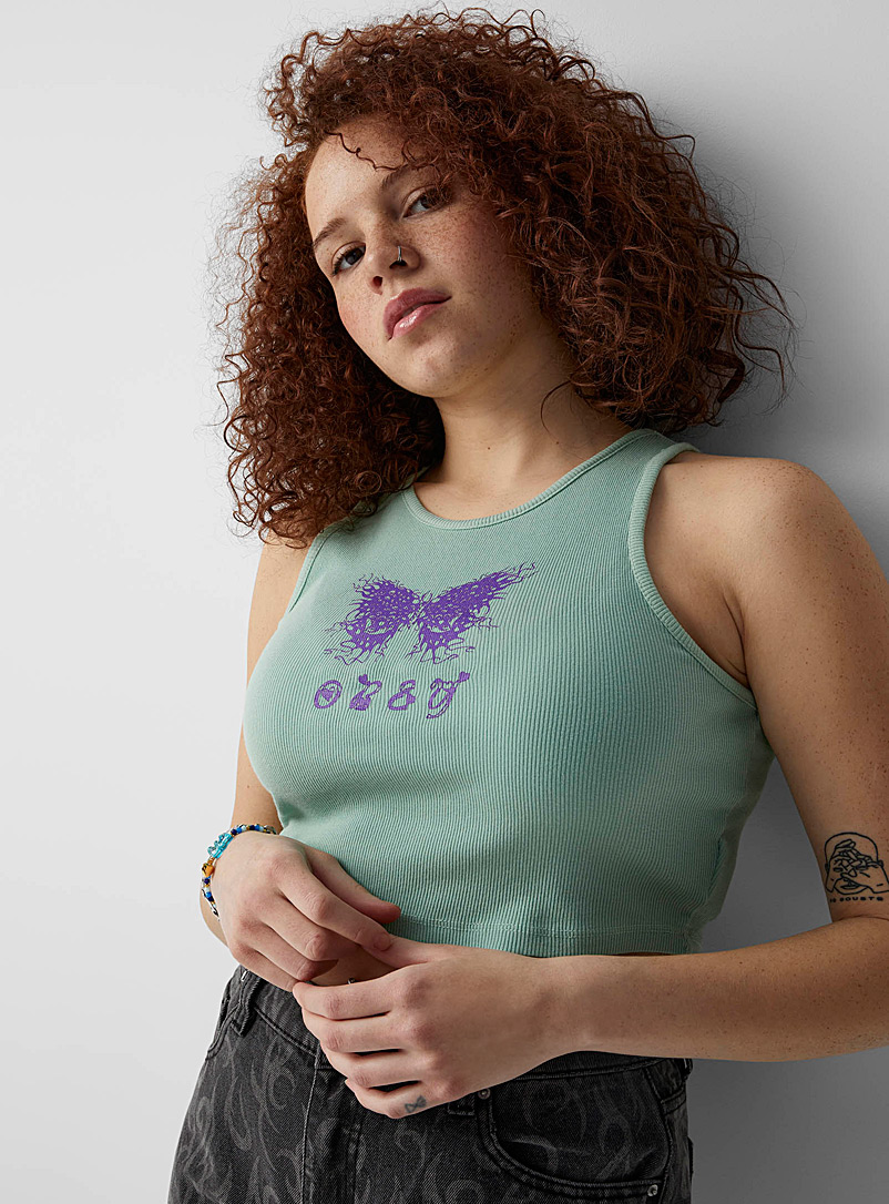 Obey: La camisole papillon enflammé Vert pâle-lime pour femme