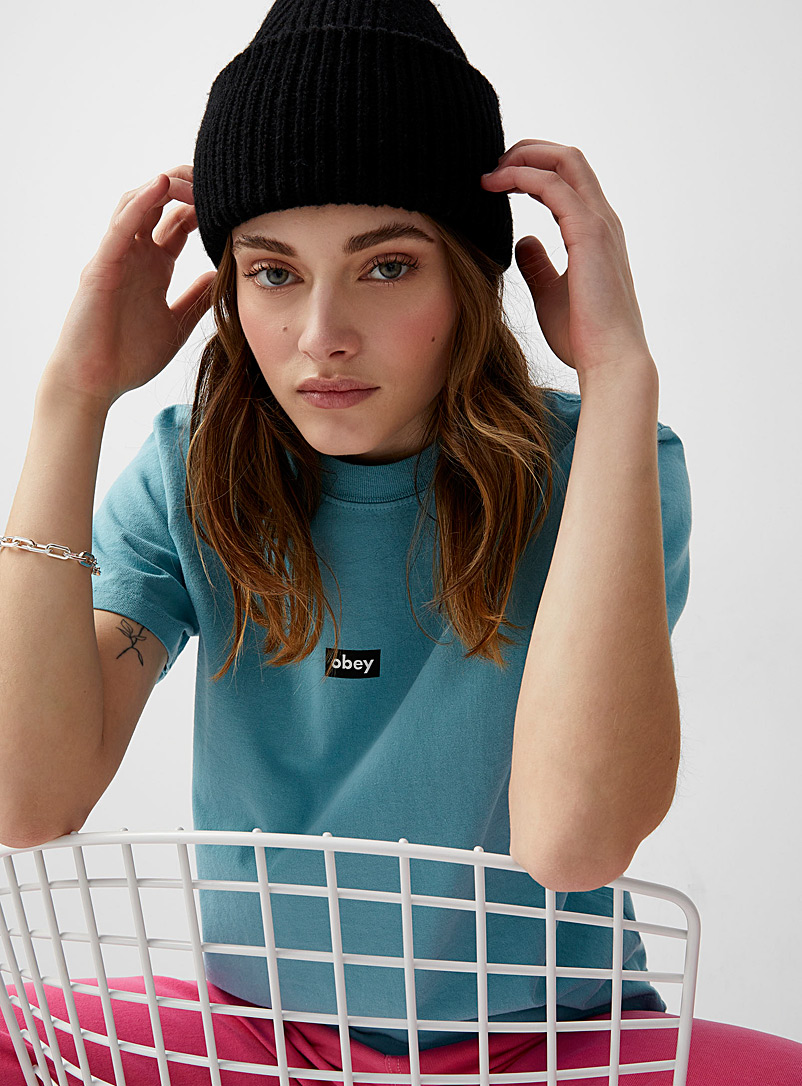 Obey Teal Square logo T-shirt for women