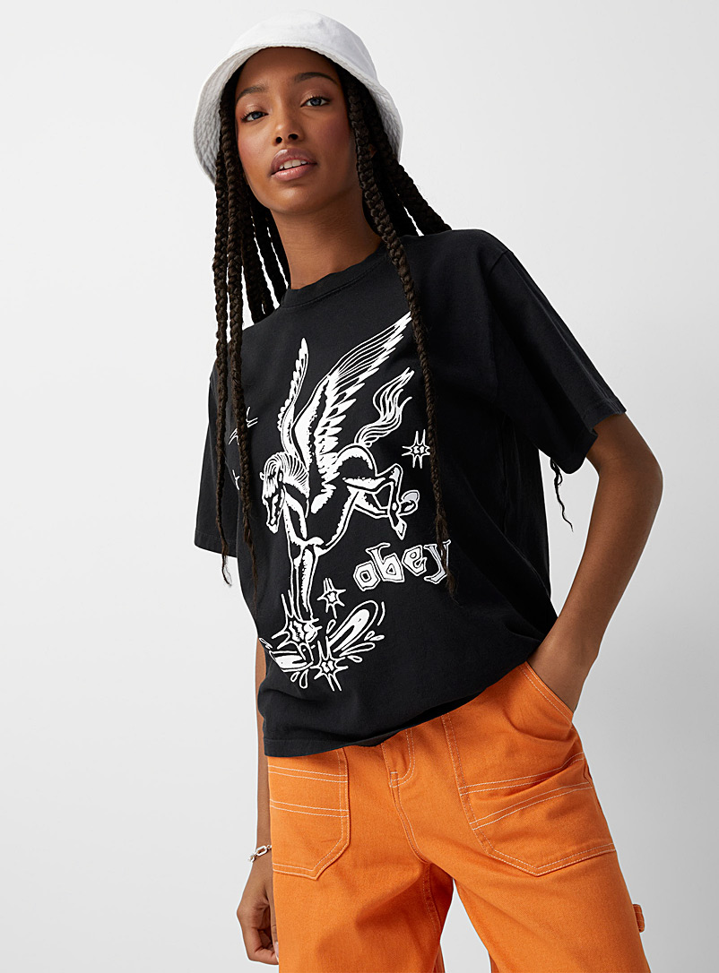 Obey Black Pegasus T-shirt for women