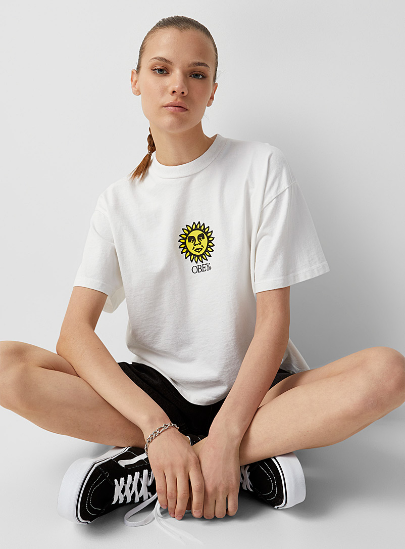 Obey White Sunrise cropped T-shirt for women