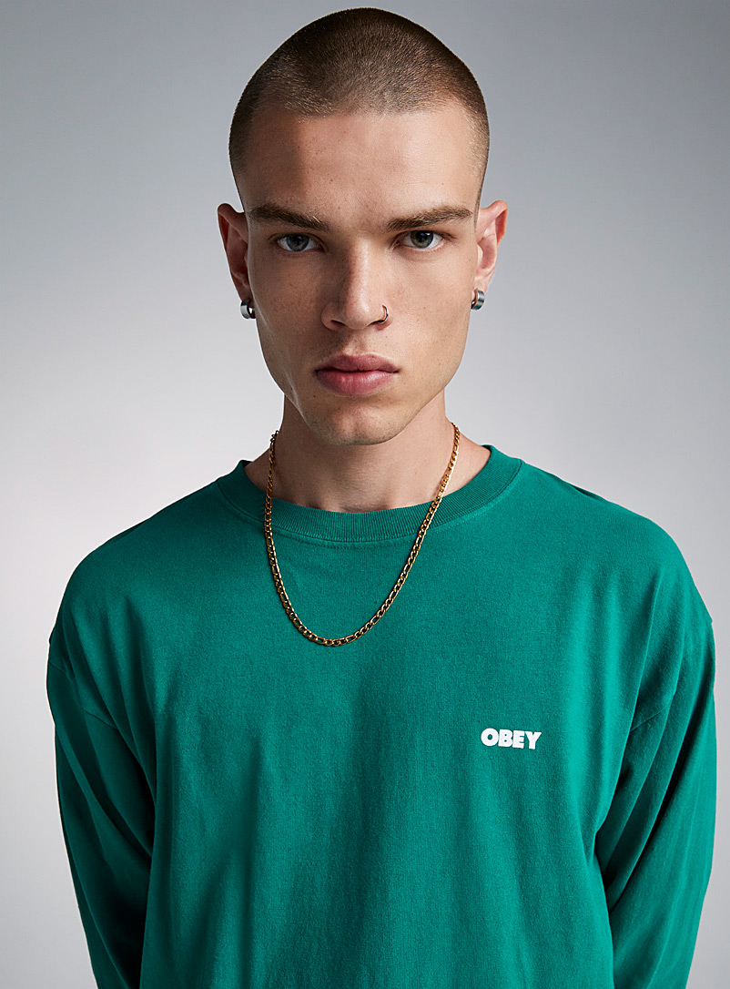Obey: Le t-shirt logo Bold III Vert pour homme