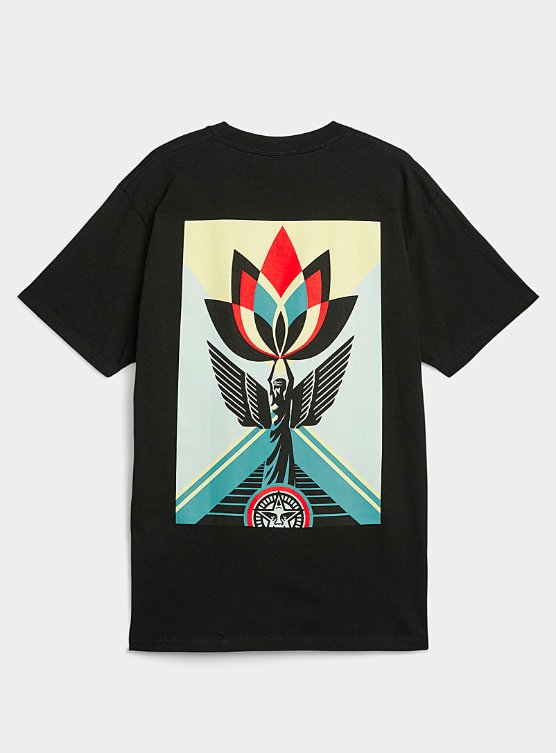 Obey: Le t-shirt ange lotus Noir pour homme