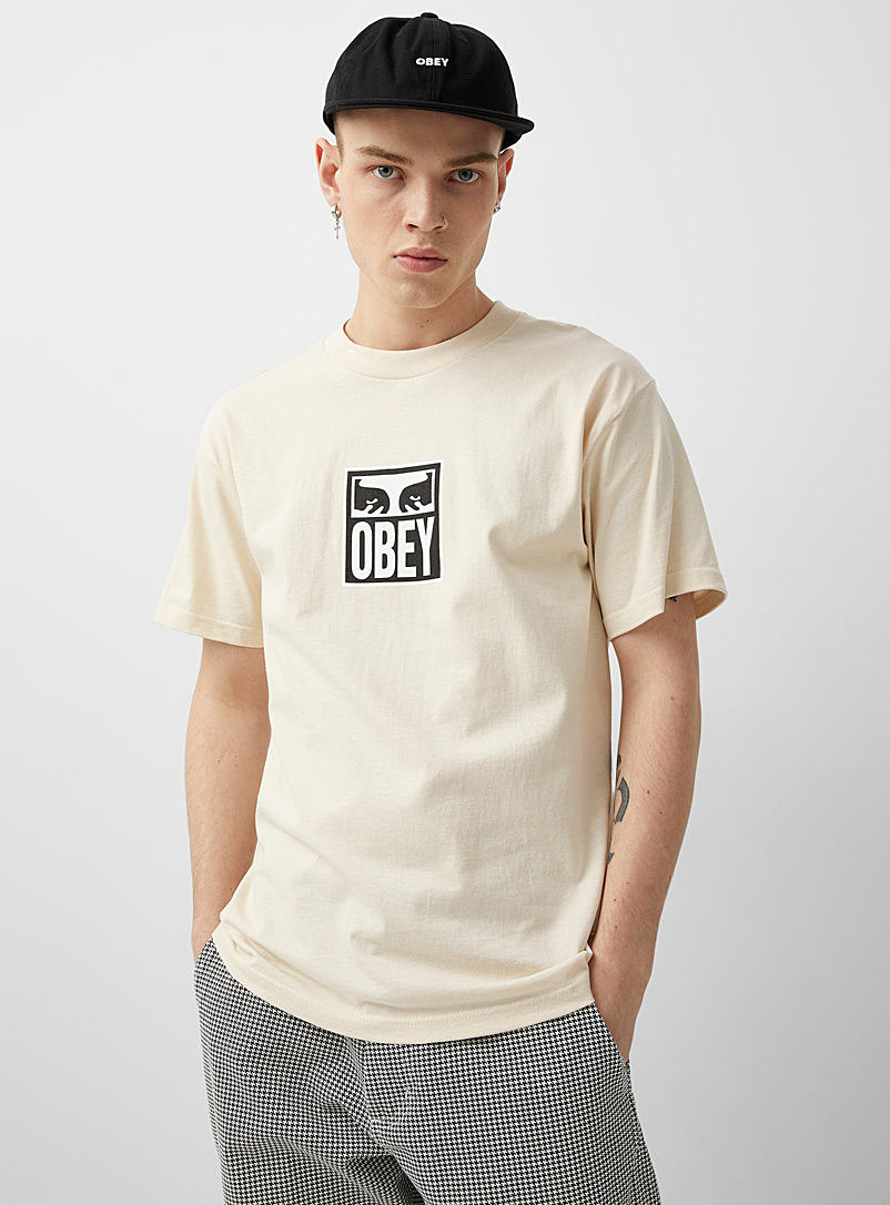 Obey: Le t-shirt The Creeper Beige crème pour homme